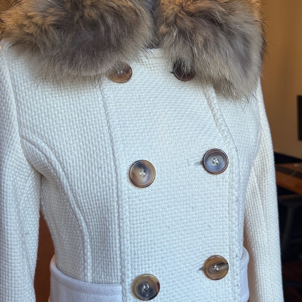 Andrew Marc Virgin Wool & Raccoon Fur Coat - Picture 3 of 11